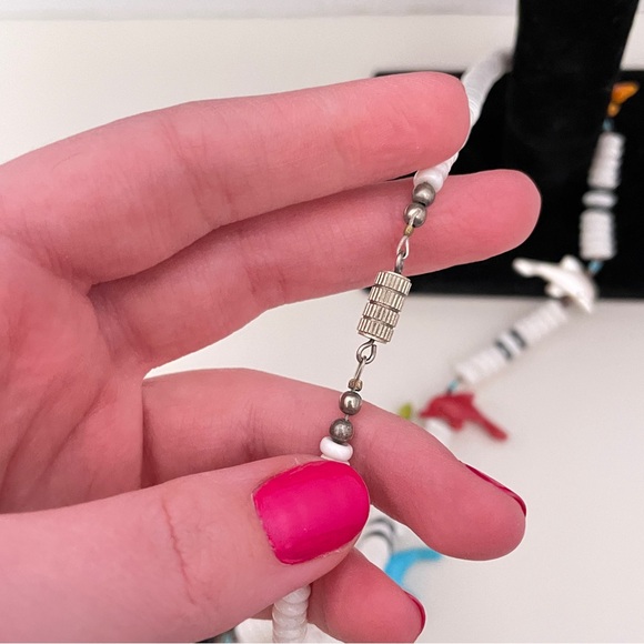 Vintage Heavy Real Stone Rainbow Summer Beach Surfer Vacation Dolphin Necklace - Picture 6 of 10